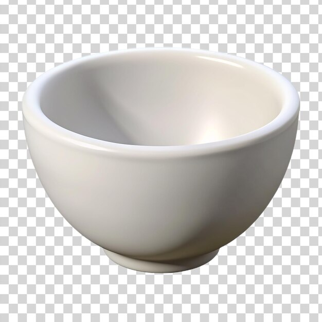 3d empty white bowl isolated on transparent background