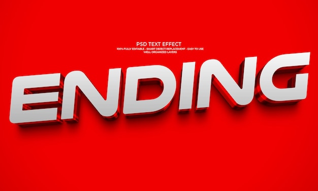 3d ending text effect on red background