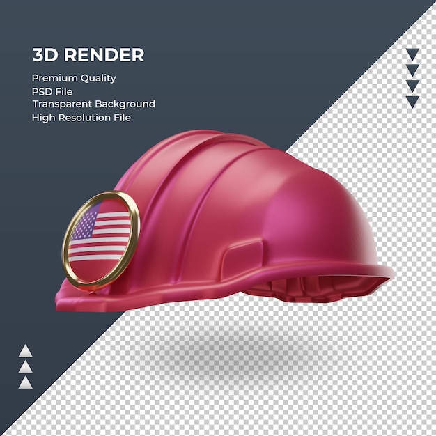 3d engineer america flag rendering right view