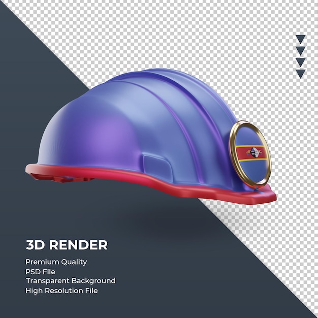 3dエンジニアエスワティニの旗のレンダリング左側面図