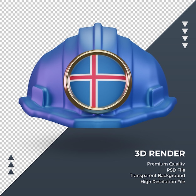 PSD 3d engineer iceland flag rendering front view