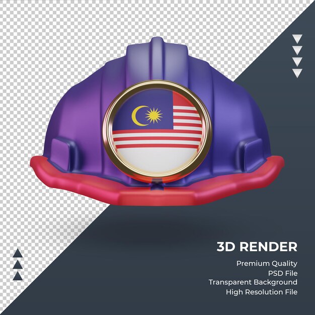 Vista frontale del rendering della bandiera della malesia dell'ingegnere 3d
