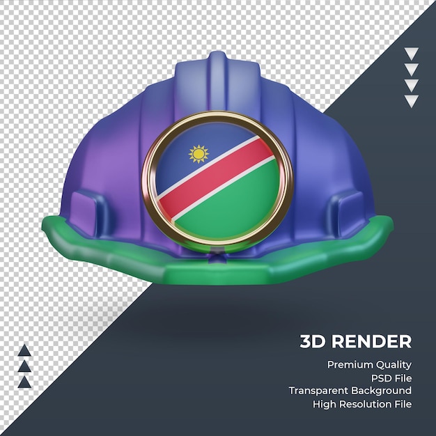 PSD vista frontale del rendering della bandiera della namibia dell'ingegnere 3d