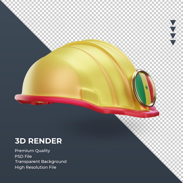 左側面図をレンダリングする3dエンジニアセネガルの旗