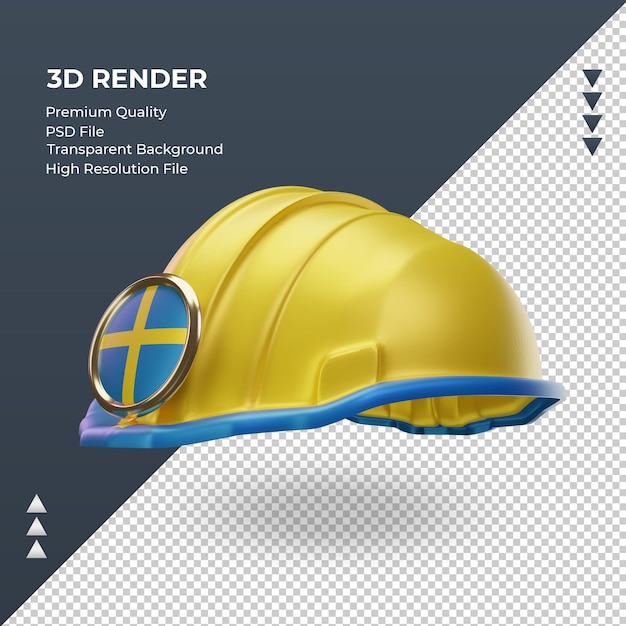 PSD ingegnere 3d svezia bandiera rendering vista a destra