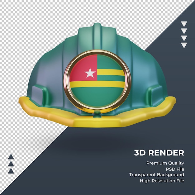 PSD vista frontale del rendering della bandiera del togo dell'ingegnere 3d