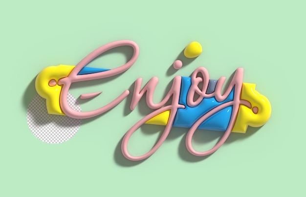 3D Enjoy Lettering Typograficzny projekt ilustracji 3D