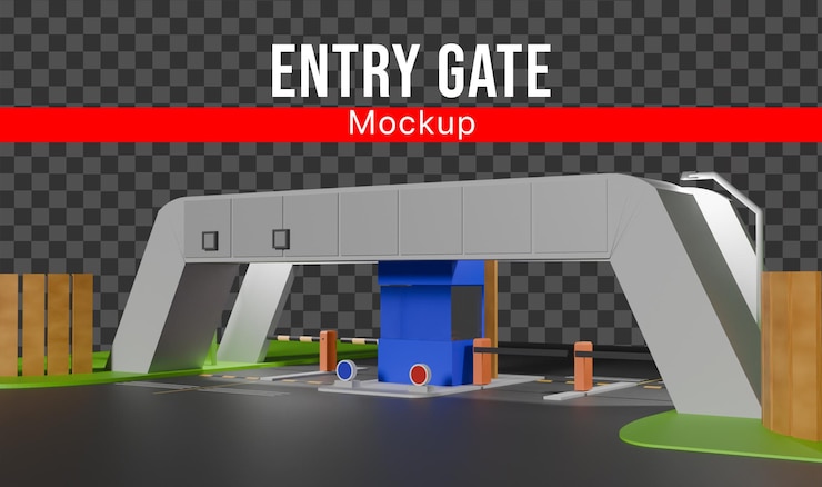 PSD 3d entry gate mockup