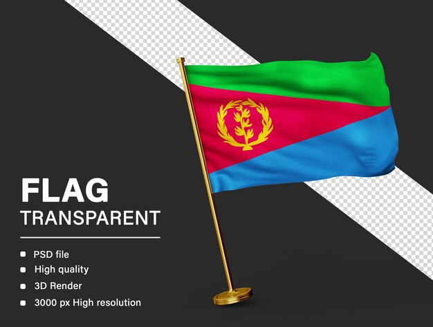3d eritrea flag isolated on transparent background