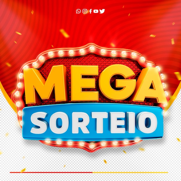 3d etikett mega lotteri logo for supermarked kampanjer mega sorteio i brazil
