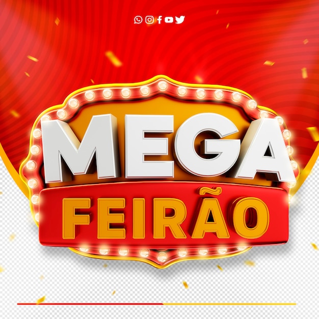 3d etikett mega messe logo for supermarked kampanjer mega feirao i brazil