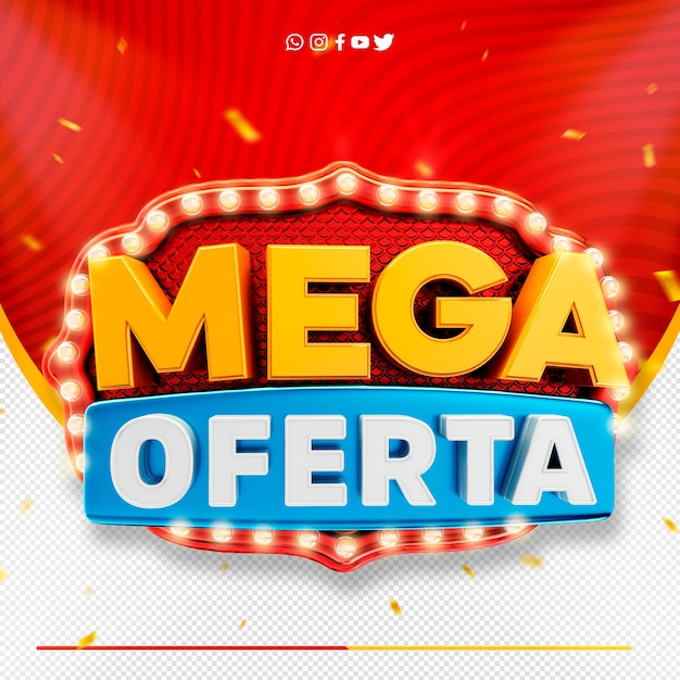 3d etikett mega tilbud logo for supermarked kampanjer mega oferta i brazil