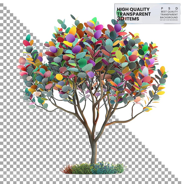 PSD 3d eucalyptus tree icon a colorful 3d eucalyptus tree icon on transparent background