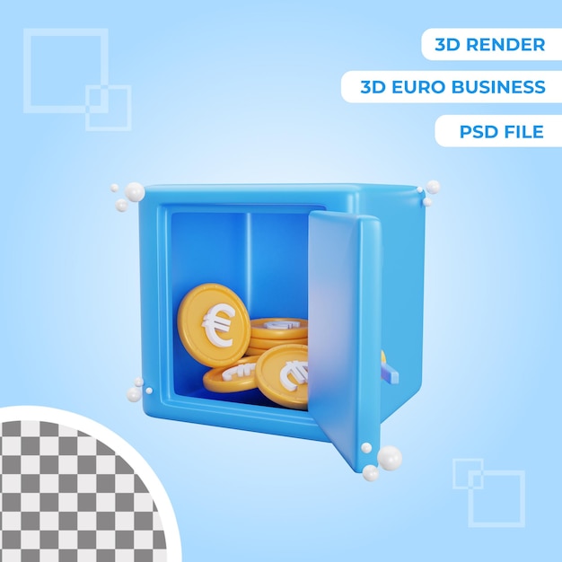 PSD 3d euro bank locker icon illustration object isolated