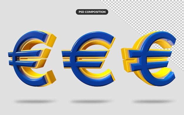 3d icona euro psd isolato