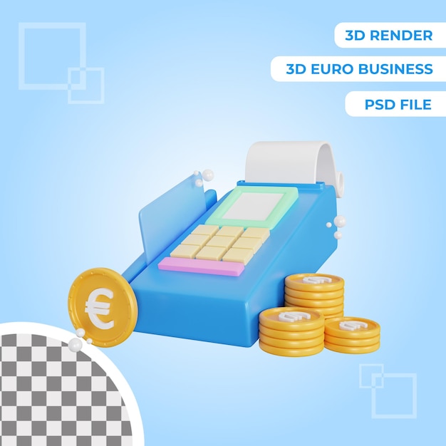 3d Euro Rachunek Płatniczy Ikona Ilustracja Obiekt Na Białym Tle