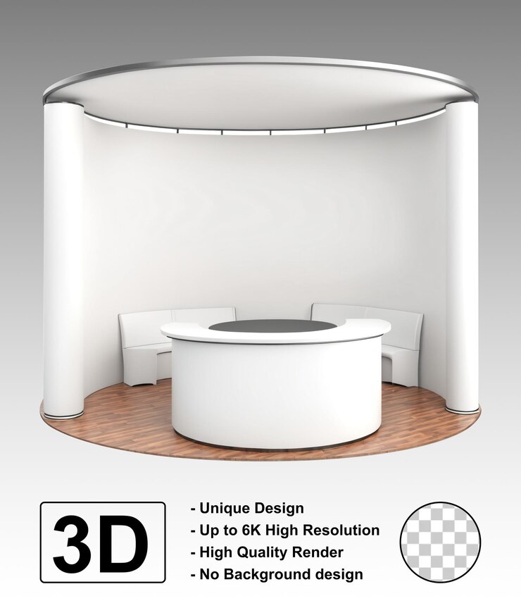 PSD 3d イベント ブース ディスプレイ プロダクト レンダリング モックアップ