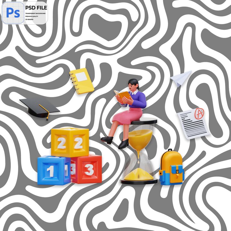 PSD 3d exam preparation illustration render icon isolated png