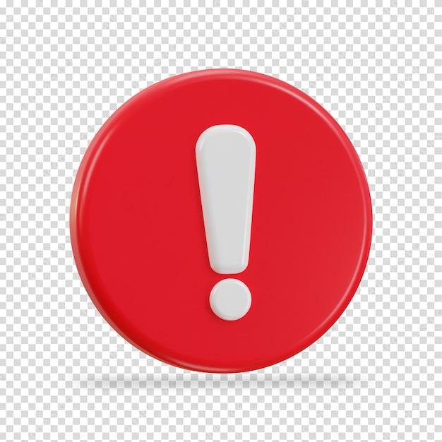 3d exclamation mark alert button icon vector