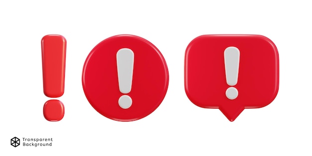 3d exclamation sign and message warning or danger risk message alert problem icon illustration set