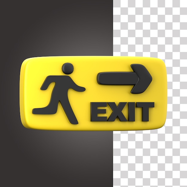 PSD 3d exit sign illustration