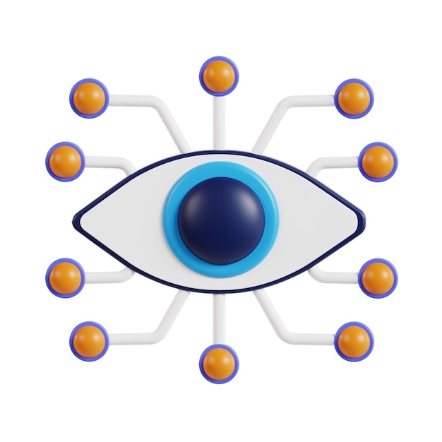 PSD icona dell'occhio 3d per l'identificazione della scansione biometrica icona 3d per il riconoscimento degli occhi