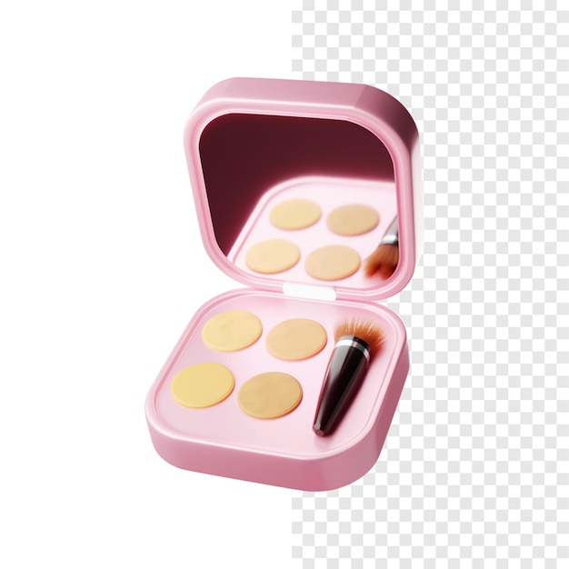 PSD 3d eye shadow a pink makeup box with a set of makeup on it