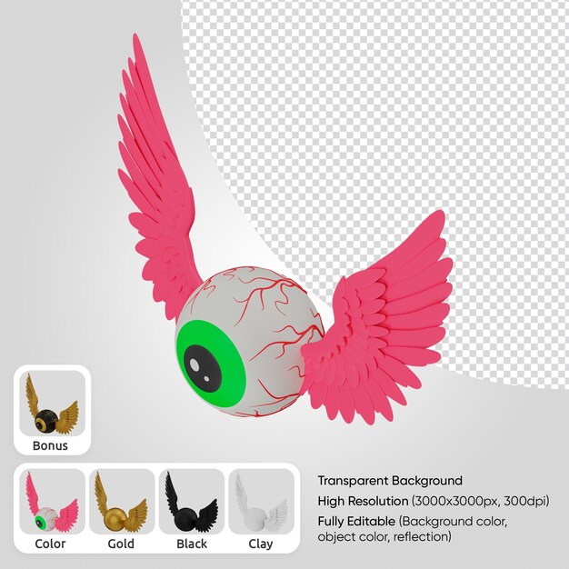 3d eye with wings