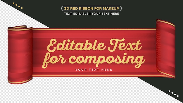 3d fabric ribbon with editable text for composition