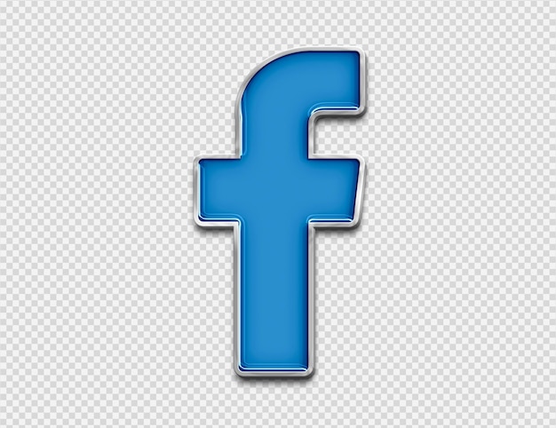 PSD 3d facebook logo in geëmailleerde metaalplaat stijl