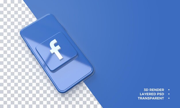 PSD スマートフォンのレンダリングの上に3dfacebookのロゴ