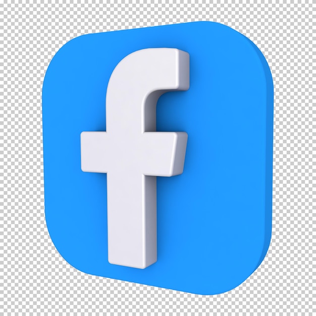 3d facebook logo in square shape for social media. high-quality facebook button illustration.