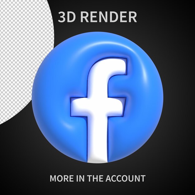 PSD 3d facebook logo on transparent background