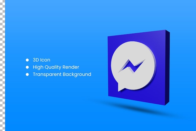 3d facebook messenger social media logo icon in modern square style