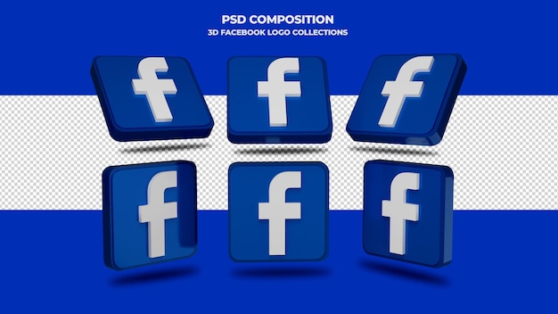 3D Facebook-pictogramcollecties geïsoleerd