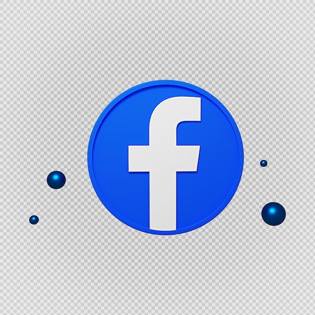 PSD 3d facebook realistico logo rendering icona maschera di ritaglio con immagine png sfondo trasparente palla