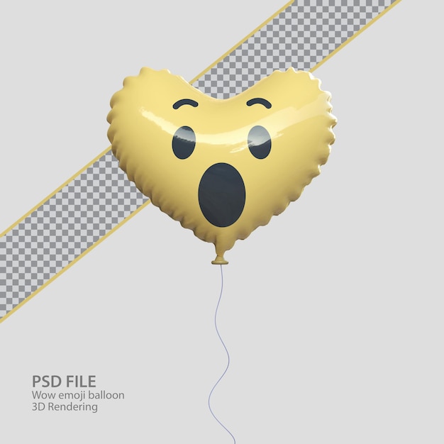 3d facebook wow emoji with balloon style