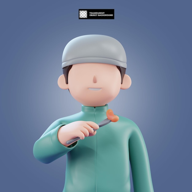 PSD 3d faceless man cartoon figure iftar ramadan islamic illustration