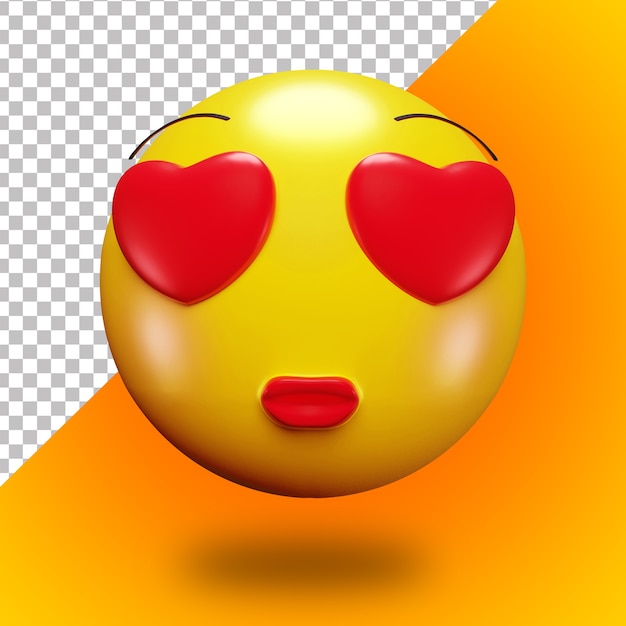 Faccia di emoji che si innamora 3d