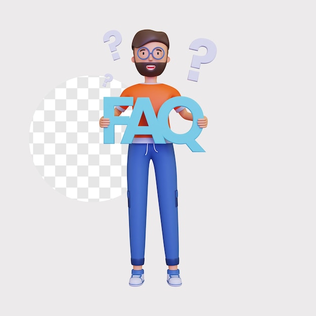 3d faq illustration with question mark