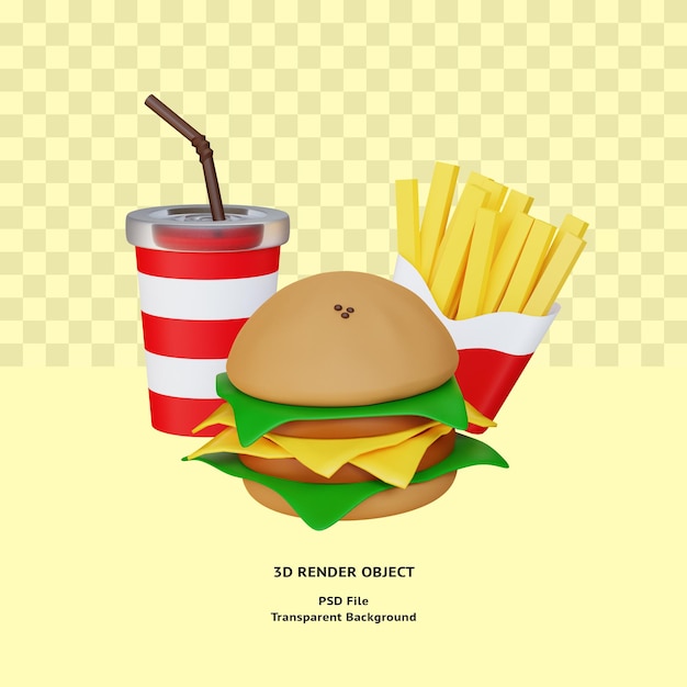 PSD oggetto dell'illustrazione dell'icona di fast food 3d reso