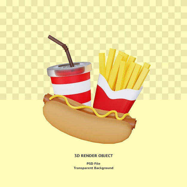 PSD 3d fast food illustration object rendered