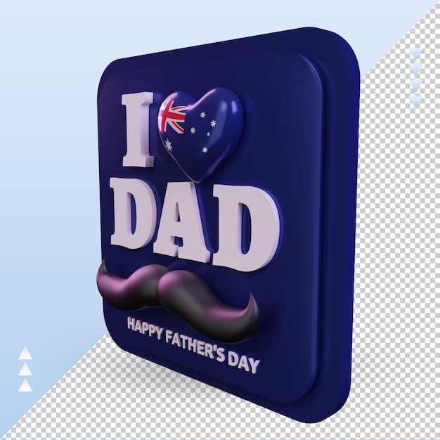 3d festa del papà australia amore bandiera rendering vista destra