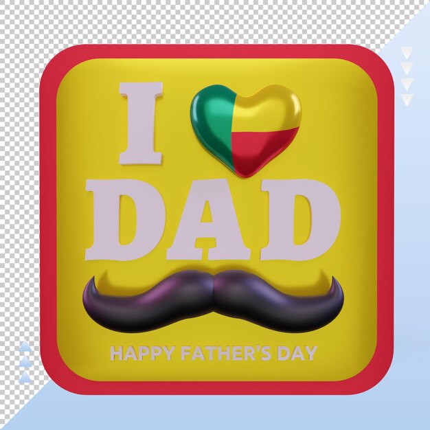 PSD 3d fathers day benin love flag rendering front view