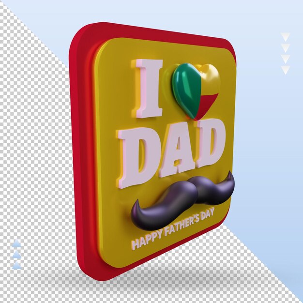 PSD 3d fathers day benin love flag rendering left view