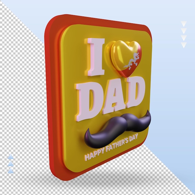 3d fathers day Bhutan love flag rendering left view