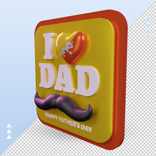 PSD 3d fathers day bhutan love flag rendering right view