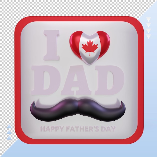 PSD 3d fathers day canada love flag rendering front view