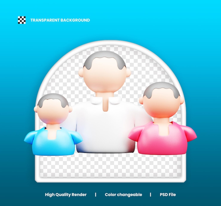 PSD 3d fathers day clipart icon or fathers day 3d icon