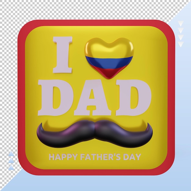 3d fathers day colombia love flag rendering front view